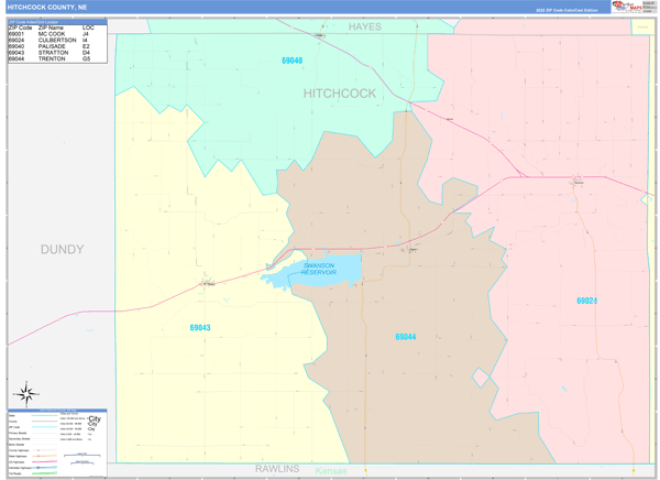 Hitchcock County Digital Map Color Cast Style