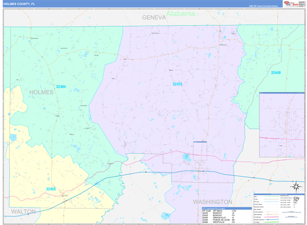 Holmes County, FL Zip Code Map