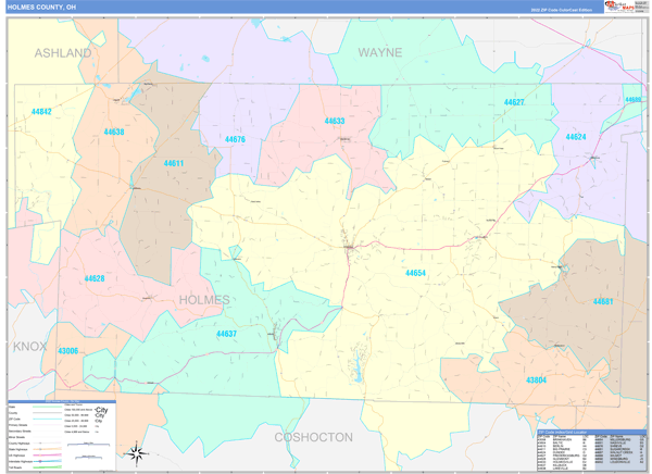 Holmes County, OH Zip Code Map