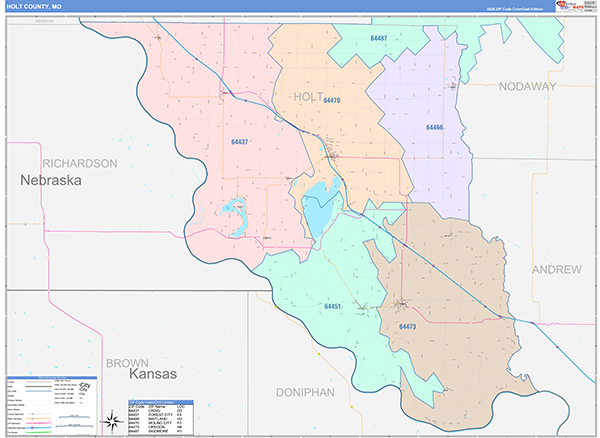 Holt County, MO Map Color Cast Style