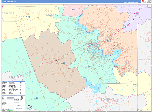 Hood County, TX Zip Code Map