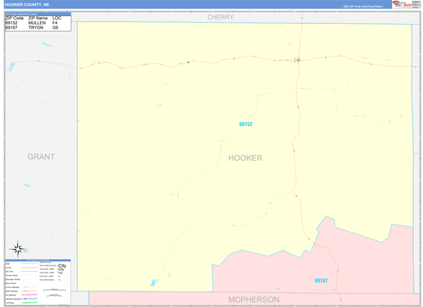 Hooker County, NE Wall Map