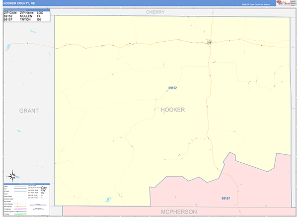 Hooker County, NE Zip Code Map