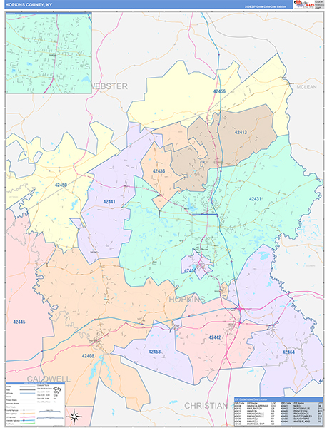 Hopkins County, KY Zip Code Map