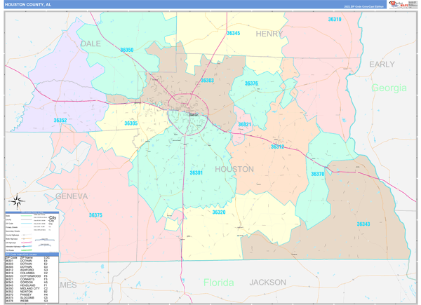Houston County, AL Wall Map
