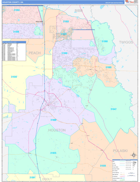 Houston County, GA Wall Map