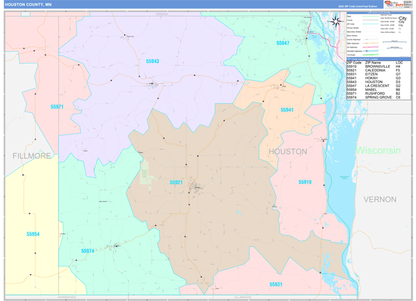 Houston County Digital Map Color Cast Style