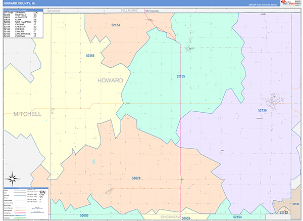 Howard County, IA Zip Code Map