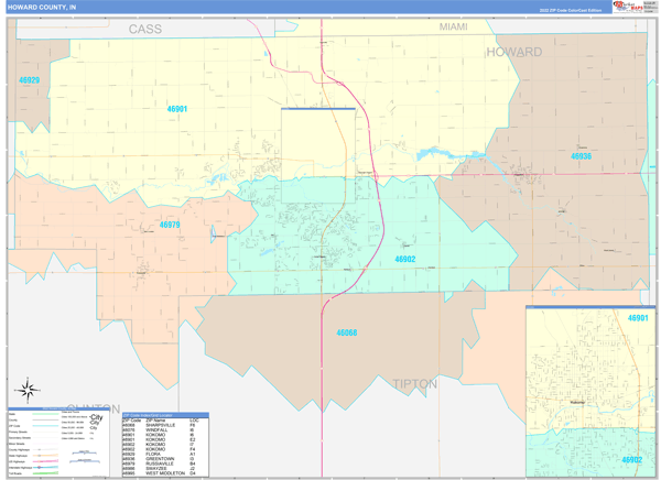 Howard County, IN Zip Code Map