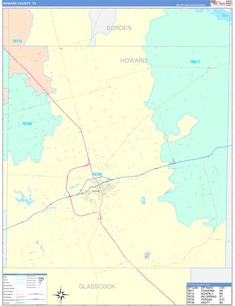 Howard County, TX Zip Code Map
