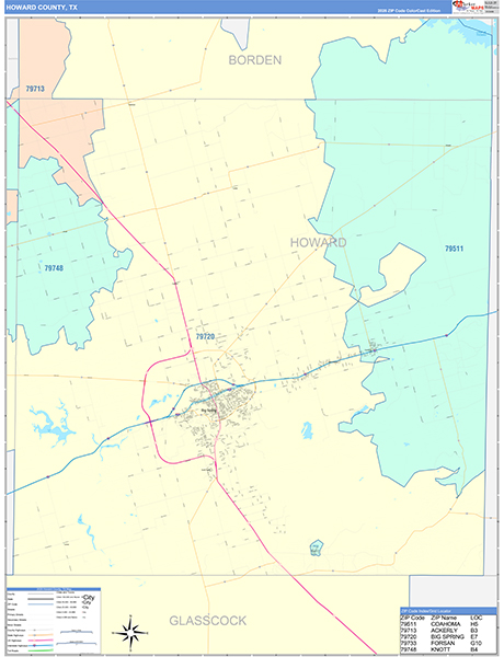 Howard County, TX Zip Code Map