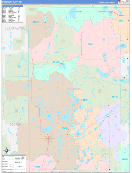 Hubbard County, MN Wall Map