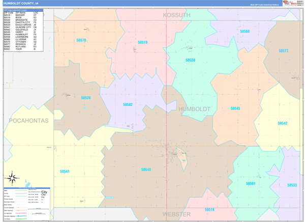 Humboldt County, IA Zip Code Map