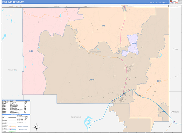 Humboldt County, NV Zip Code Map