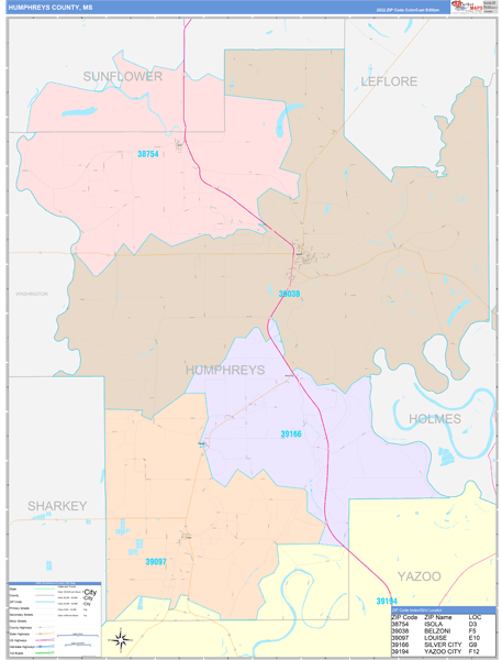 Humphreys County, MS Zip Code Map