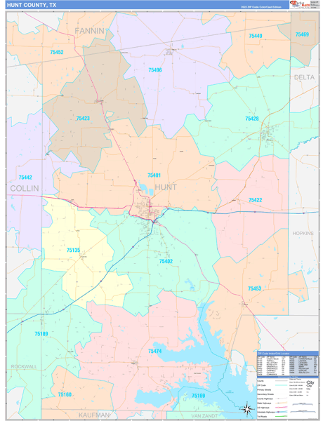 Hunt County Digital Map Color Cast Style
