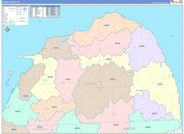 Huron County, MI Zip Code Map