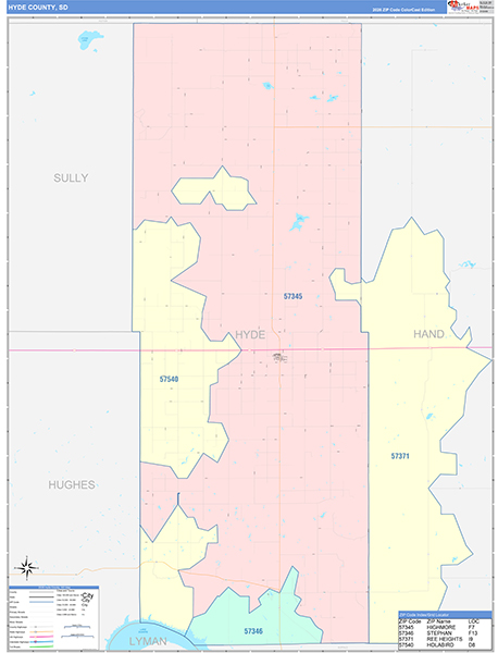 Hyde County, SD Zip Code Map