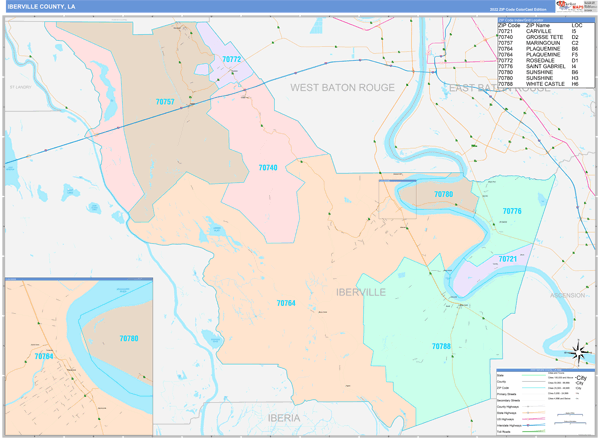 Iberville Parish (County), LA Wall Map