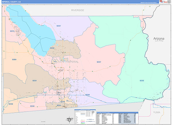 Imperial County, CA Map Color Cast Style
