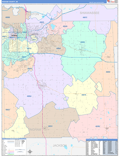 Ingham County, MI Zip Code Map
