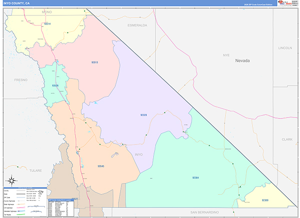 Inyo County, CA Wall Map