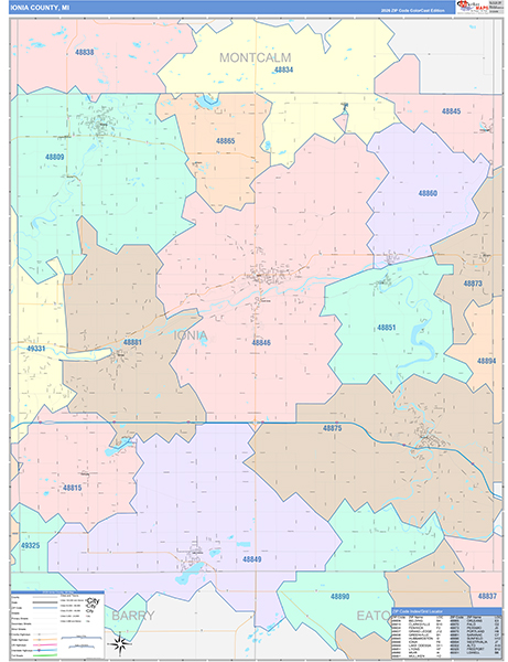 Ionia County, MI Zip Code Map