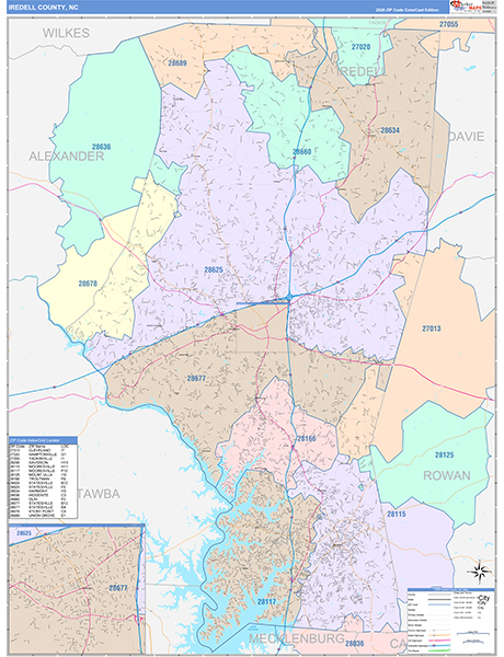 Iredell County, NC Wall Map