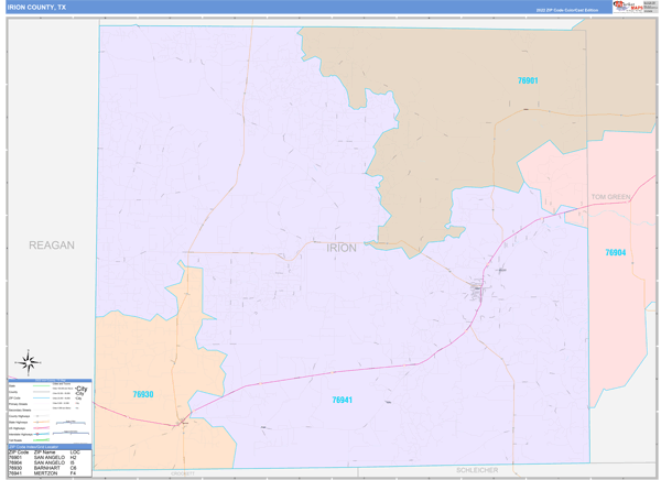 Irion County Digital Map Color Cast Style