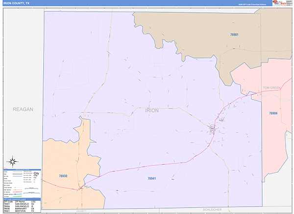 Irion County, TX Zip Code Map