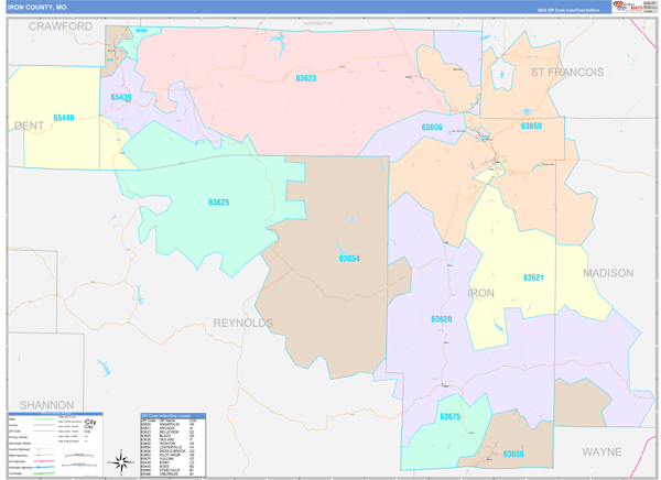 Iron County, MO Zip Code Map