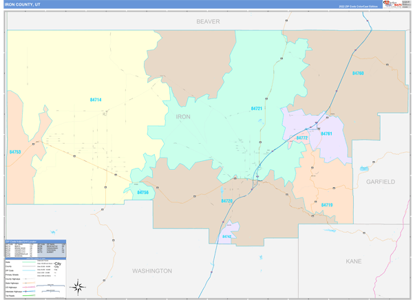 Iron County, UT Wall Map