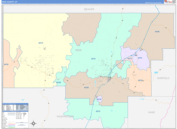 Iron County, UT Zip Code Map