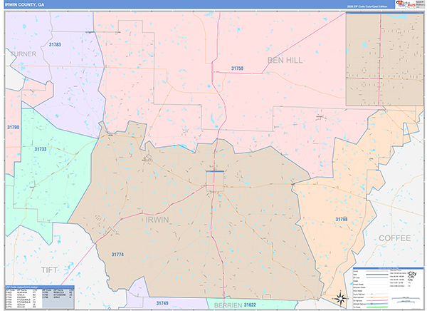 Irwin County, GA Zip Code Map