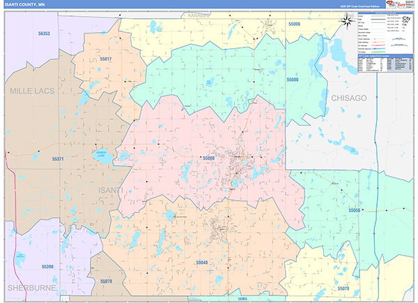 Isanti County, MN Zip Code Map