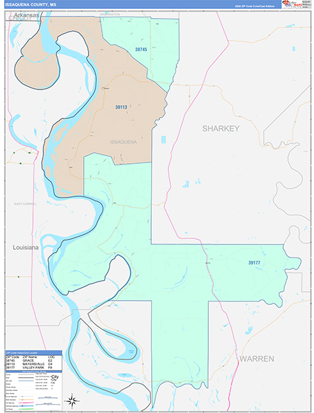 Issaquena County, MS Zip Code Map
