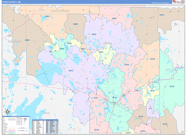 Itasca County, MN Zip Code Map