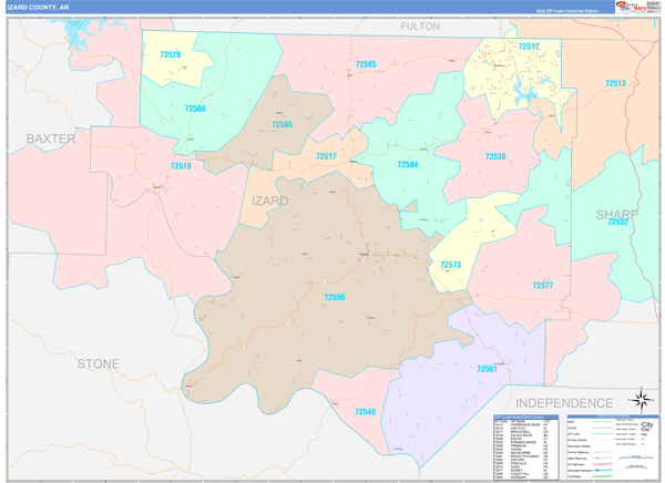 Izard County Digital Map Color Cast Style