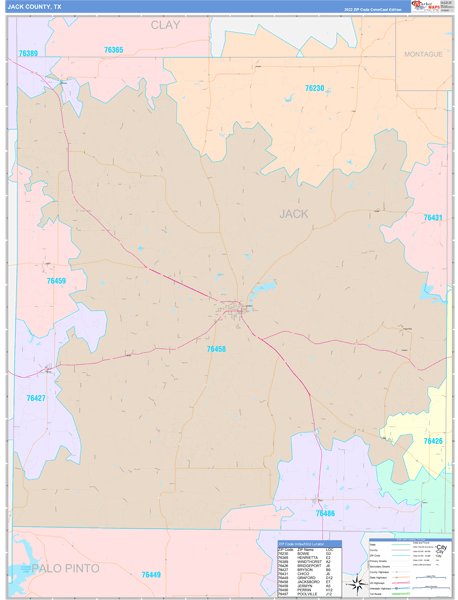 Jack County, TX Zip Code Map