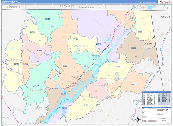 Jackson County, AL Zip Code Map
