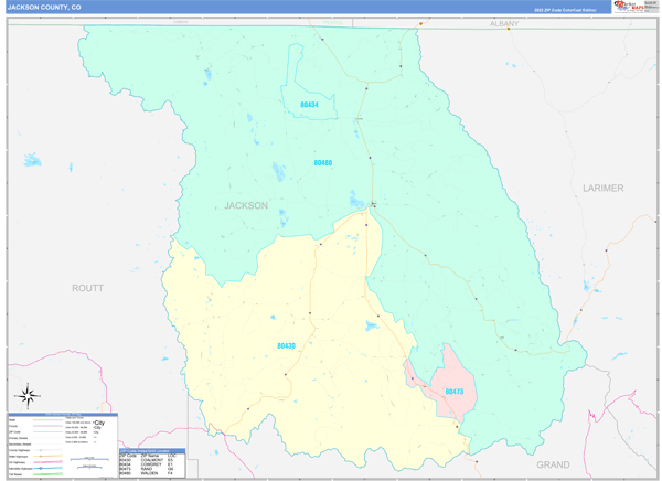 Jackson County, CO Wall Map
