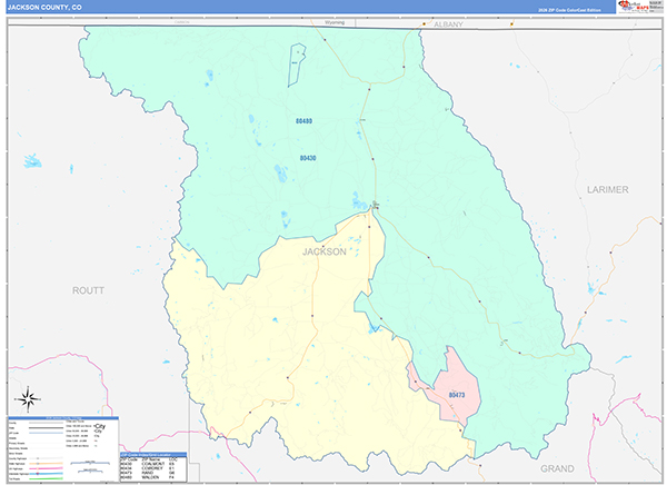Jackson County, CO Zip Code Map