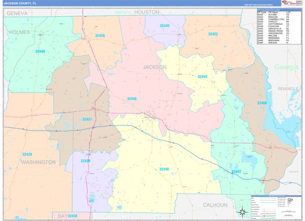 Jackson County, FL Zip Code Map