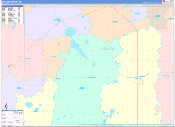 Jackson County, MN Zip Code Map