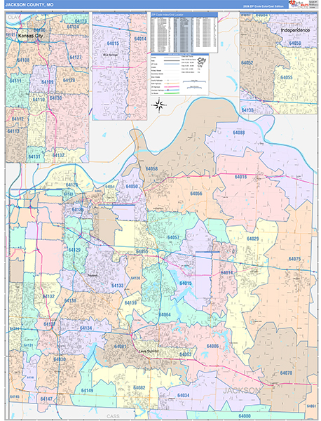 Jackson County, MO Wall Map
