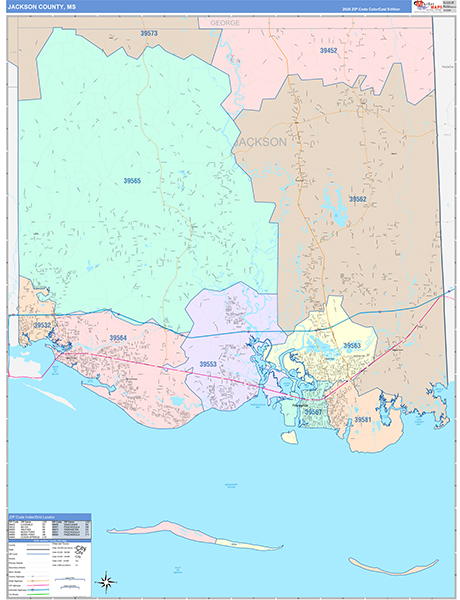 Jackson County, MS Zip Code Map