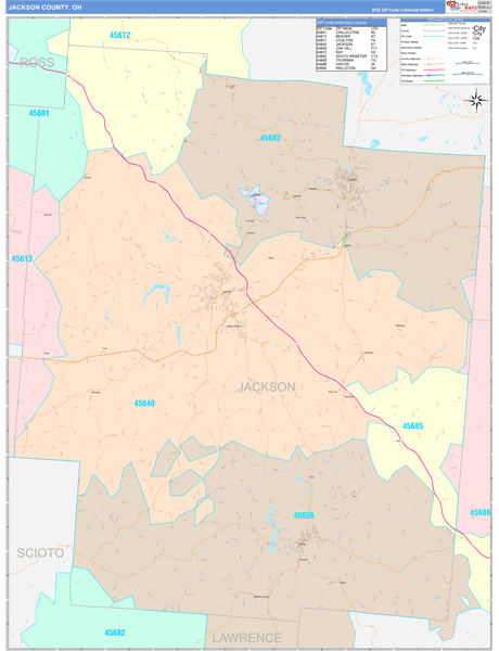 Jackson County, OH Zip Code Map