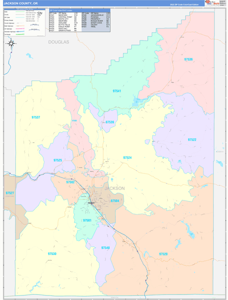 Jackson County, OR Zip Code Map