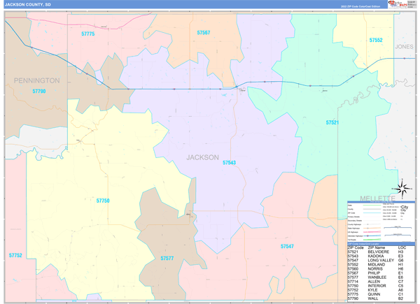Jackson County, SD Wall Map
