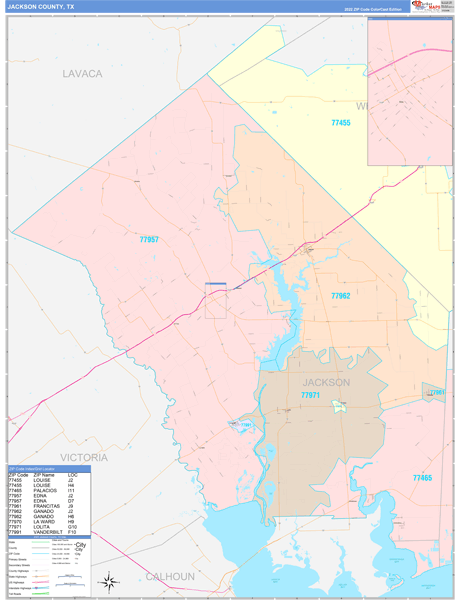 Jackson County, TX Zip Code Map